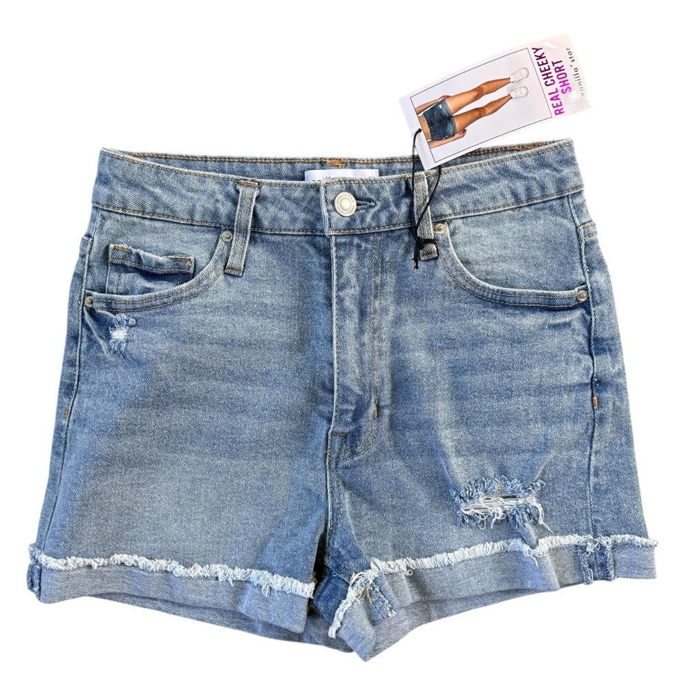 Vanilla Star Light Blue Distressed Jean Shorts